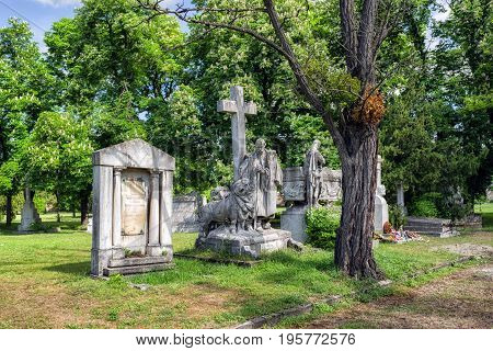 BUDAPEST HUNGARY - MAY 8: Kerepesi - historic cemetery on May 8 2017 in Budapest