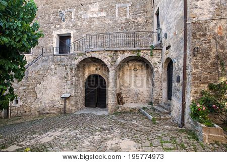 View of Typical courtyard in Groznjan Istria. Croatia
