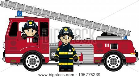 Cute Fireman & Engine.eps