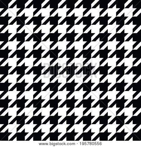 Black and white houndstooth pattern vector. Classical checkered textile design.