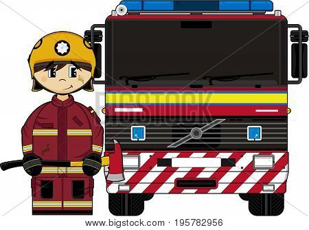 Uk Firefighter And Engine.eps