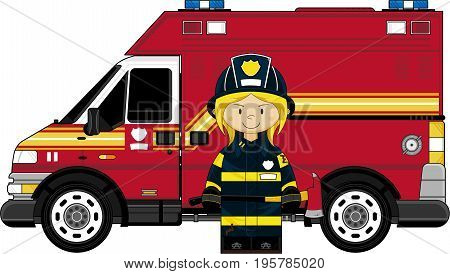 Firefighter Girl & Van.eps