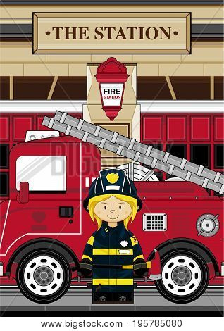 Cute Female Firefighter Scene