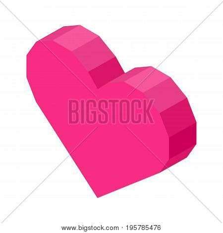 Bright pink angular heart computer icon isolated cartoon vector illustration on white background. Like symbol in social media. Modern sign of approval.