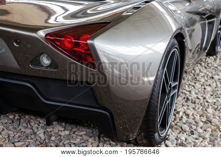 MOSCOW RUSSIA - JUNE 4 2017: Russian supercar Marussia of the Moscow museum of retro cars