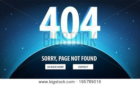 404 Error With Space On The Background. Page Not Found. Ui Ux Template For Website. Vector Illustrat