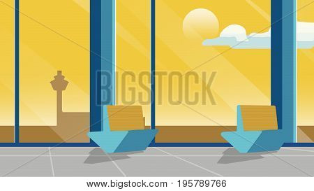 Airport waiting room with transparent background Vector, people silhouette for banner advertise, template, project