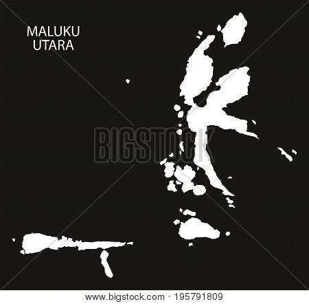 Maluku Utara Indonesia Map Black Inverted Silhouette Illustration Shape