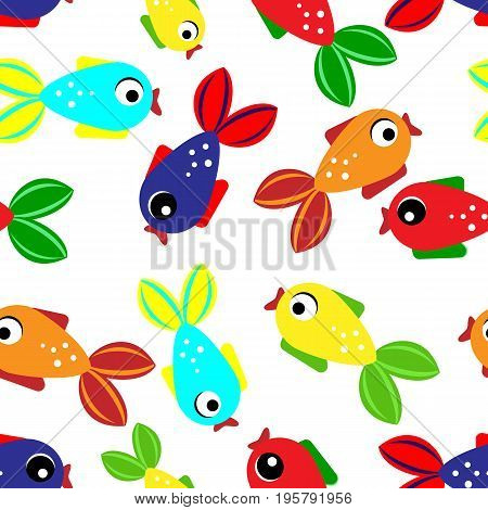 Seamless pattern colorful baby fish. vector illustration