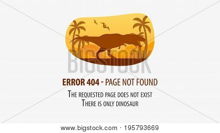 404 Error With Dinosaur. Page Not Found. Ui Ux Template For Website. Vector Illustration.