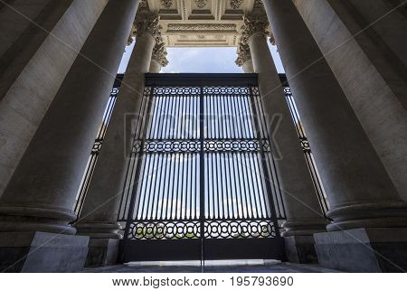 Architectural details of basilica di San Giovanni in Laterano (St. John Lateran basilica). Italy Rome June 2017