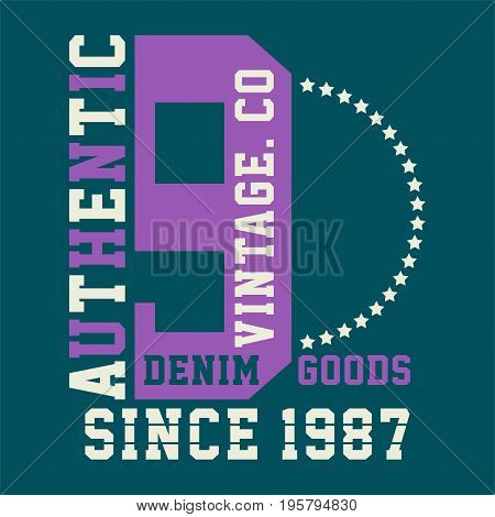 graphic design AUTHENTIC DENIM VINTAGE for shirt and print