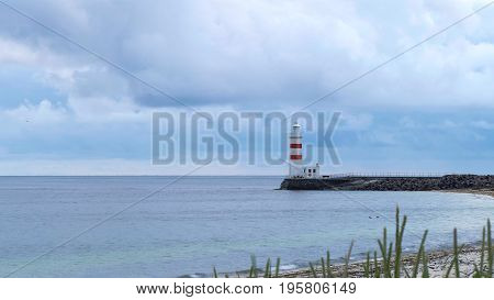 White Lighthouse In Gardur Iin Iceland