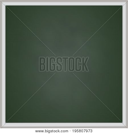 Green chalk board with metal frame Vector illustration