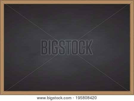 Black chalk board with wood frame Vector illustration