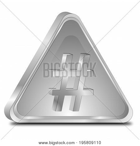 glossy silver Hashtag Button - 3D illustration
