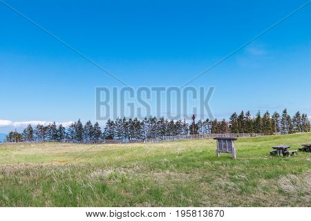 Beautiful landscape mountain and road view of Utsukushigahara is one of the most important and popular natural place in Nagano Japan.