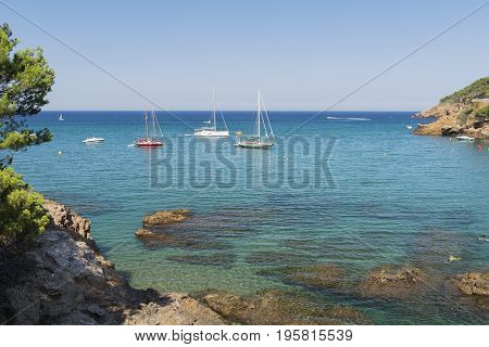 Beautiful view of Sa Riera bay in Catalonia Spain