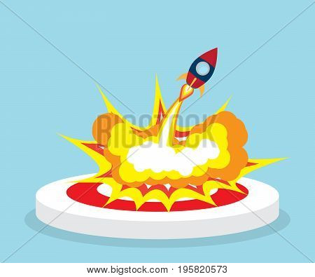 rocket launch fron dart board target vector illustration