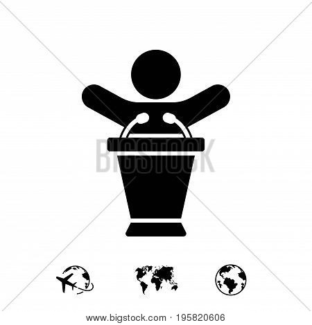 lectern with microphone icon stock vector illustration flat design