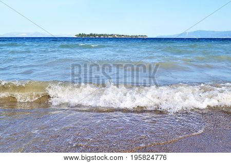 landscape of Eretria beach at Euboea Greece