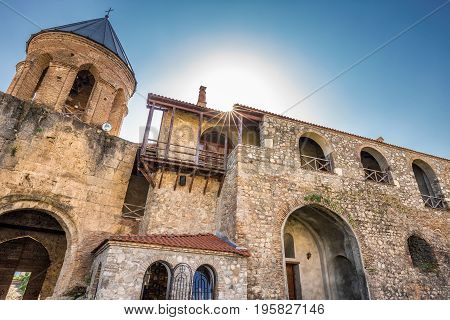 Panorama view of alaverdi monastery georgian eastern orthodox monastery in kakhetia region.
