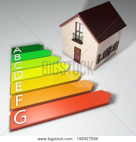Energy class with Home model -  3D rendering