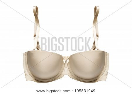 Beige basic balconette bra on white background