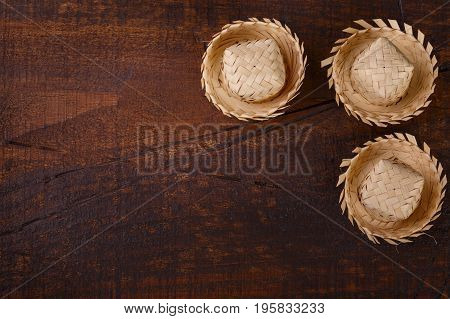 Wooden Background With Wicker Hat For Brazilian Festivel Festa Junina