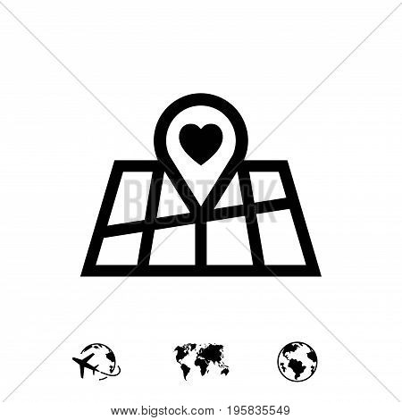 pointer pin up icon with heart stock vector illustration flat design