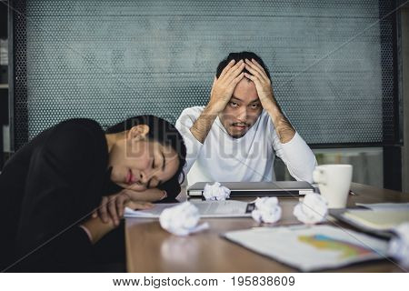 Asian Business People Working With Serious Situation At Office People With Stressful Concept 20-30 Y