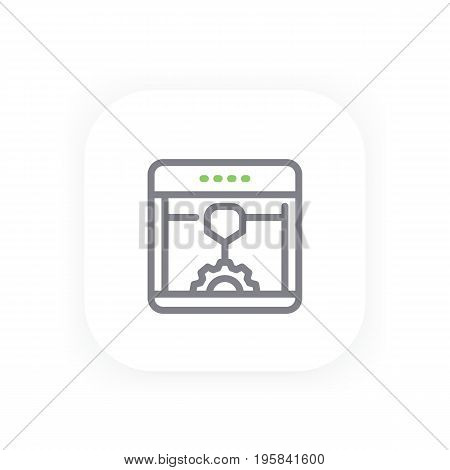 3d printer icon in line style, eps 10 file, easy to edit
