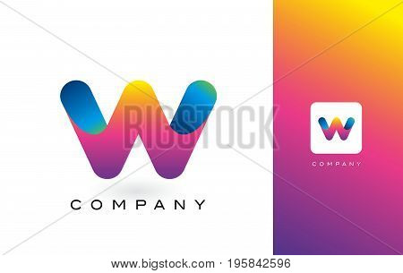 W Logo Letter With Rainbow Vibrant Beautiful Colors.w Colorful Trendy Letters Purple And Magenta Log
