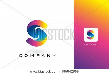 S Logo Letter With Rainbow Vibrant Beautiful Colors.s Colorful Trendy Letters Purple And Magenta Log