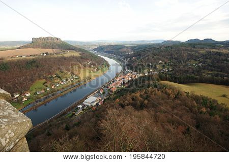 View from Koenigstein Fortress on the surrounding Saxon Switzerland