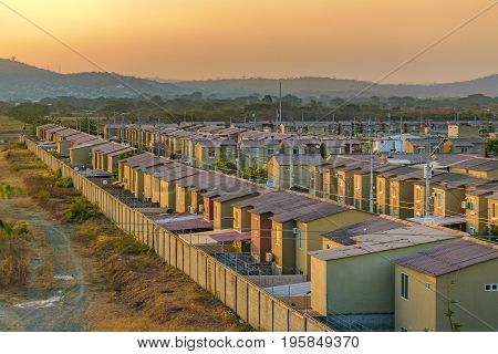 Aerial View Scene Of Outskirt Condominium Houses At Guayaquil, Ecuador
