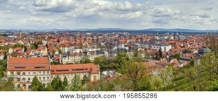 view of Bamberg historic center from Michaelsberg Abbey Germany