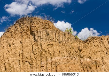 Wall of brick earth in an open clay pit in central Ukraine