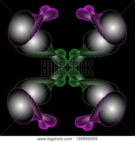 Abstract objectless composition on black background.Graphic composition.