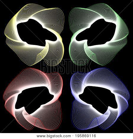 Abstract colour objectless graphical composition on black background.