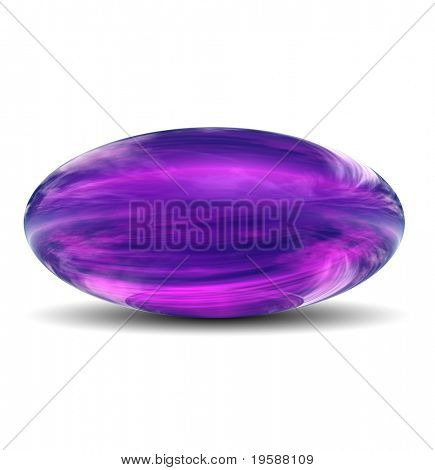 Høj opløsning 3D pink, violet og lilla glas ovale med skygge isoleret på hvid, hvilket afspejler en sk