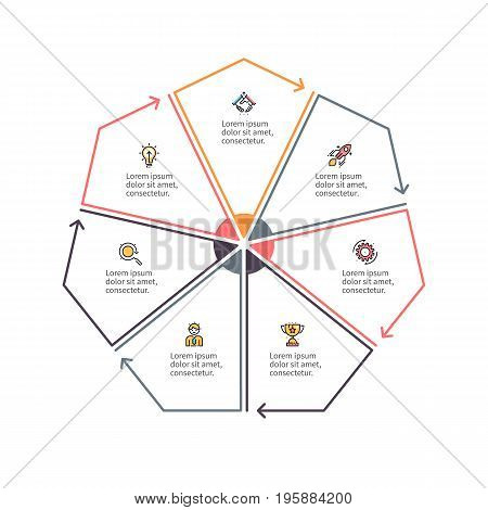 Outline heptagon with 7 parts, sections for infographics.