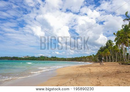 incredible Tropical caribbean beach with breathtaking color of the sea. Vacation concept. Dominican Republic