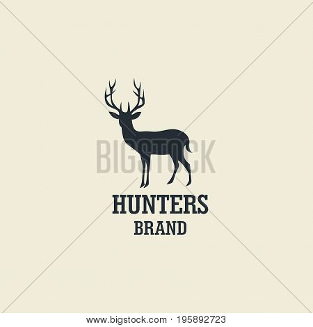 Hunting, Deer Silhouette  Template Vector Design Logo