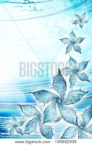 flower made of water splash. 3d rendering