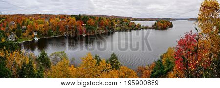 Autumn landscape with lake and trees, Canada