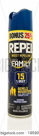 Winneconne WI - 16 July 2017: A can of Repel insect repellent on an isolated background.