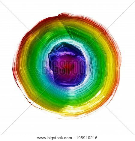 Abstract Acrylic And Watercolor Circle Isolated On White Background.