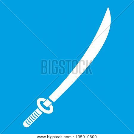 Katana icon white isolated on blue background vector illustration