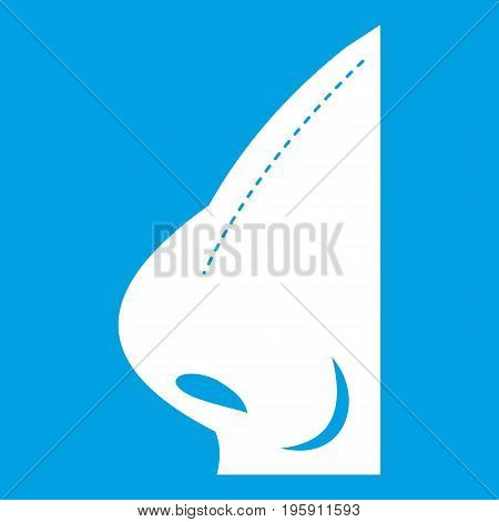 Rhinoplasty of nose icon white isolated on blue background vector illustration